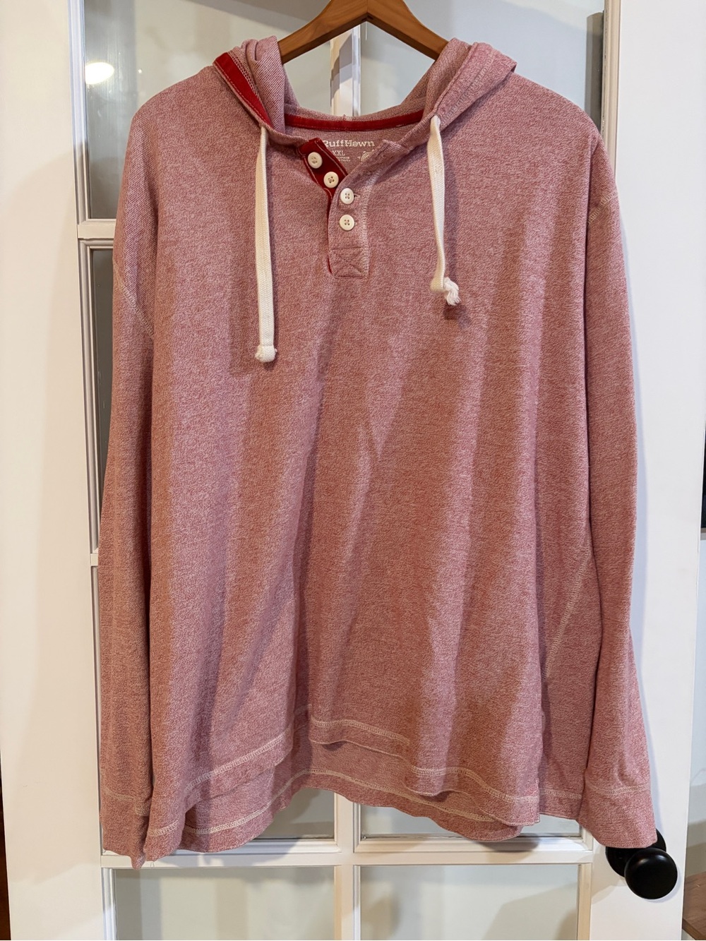 RUFF HEWN Pullover Henley Hoodie 2XL Drawstring Long Sleeve Casual Lightweight